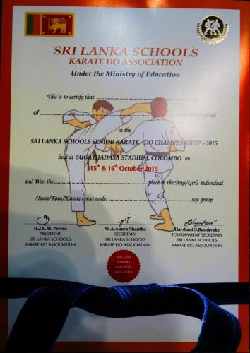 SRI LANKA SCHOOL'S SENIOR KARATE CHAMPIONSHIP 2015